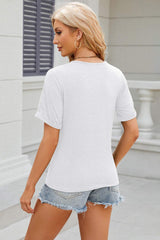 Round Neck Short Sleeve T-Shirt - Trendsi - Flyclothing LLC