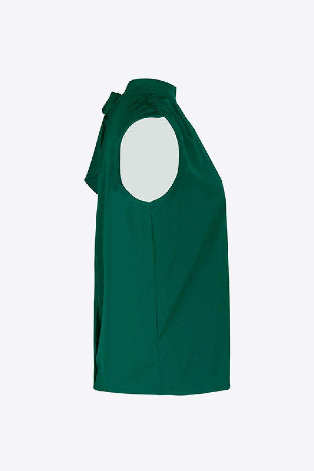 Tied Mock Neck Blouse - Trendsi - Flyclothing LLC