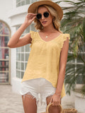 Tie Back V-Neck Ruffled Blouse - Trendsi