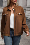 Textured Zip Up Collared Neck Jacket - Trendsi