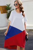 Color Block Round Neck Short Sleeve Dress - Trendsi - Flyclothing LLC