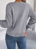 Square Neck Mixed Knit Sweater - Trendsi - Flyclothing LLC