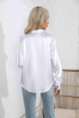 Lapel Collar Button Up Long Sleeve Shirt - Trendsi - Flyclothing LLC