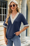 V-Neck Half Sleeve T-Shirt - Trendsi - Flyclothing LLC