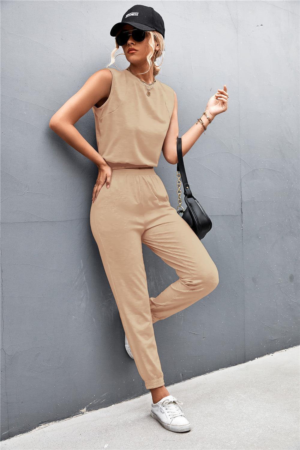 Sleeveless Top and Joggers Set - Flyclothing LLC