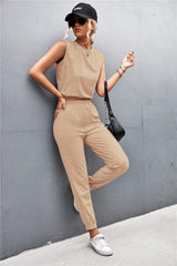 Sleeveless Top and Joggers Set - Trendsi - Flyclothing LLC