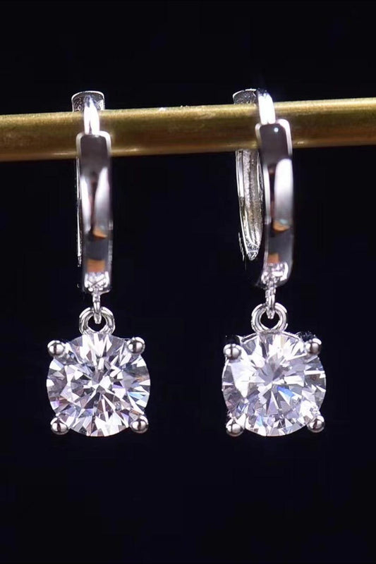 Feel The Surprise 1 Carat Moissanite Platinum-Plated Drop Earrings - Trendsi
