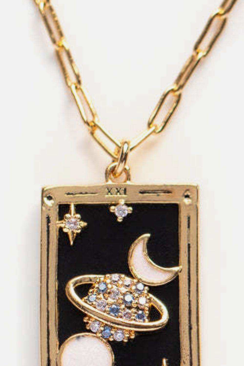 Tarot Card Pendant Stainless Steel Necklace - Trendsi - Flyclothing LLC