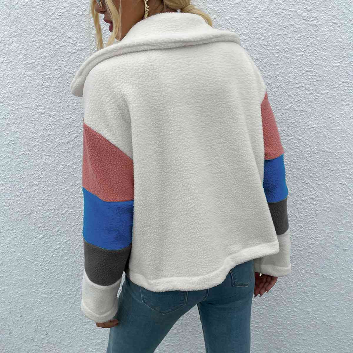 Color Block Button Down Collared Jacket - Trendsi - Flyclothing LLC
