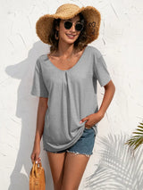 Lace Trim Short Sleeve Top - Trendsi - Flyclothing LLC