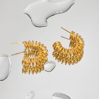 18K Gold-Plated Stainless Steel C-Hoop Earrings - Trendsi