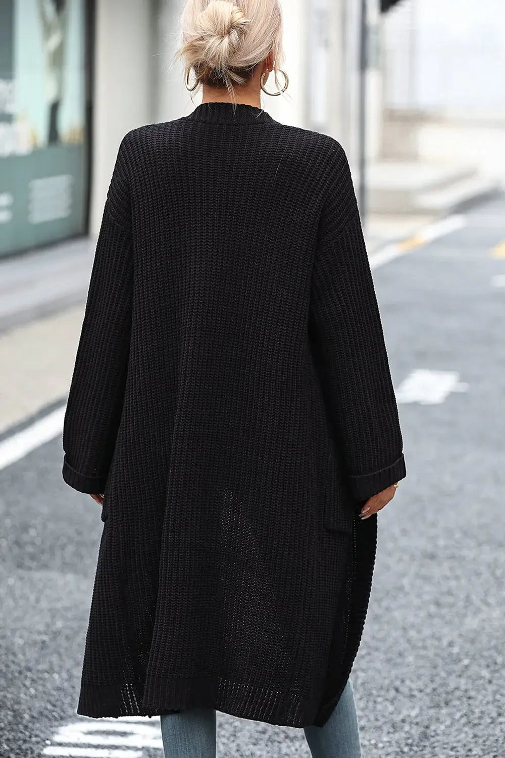 Dropped Shoulder Long Sleeve Cardigan with Pocket - Trendsi - Flyclothing LLC