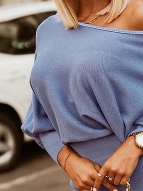Round Neck Lantern Sleeve Dress - Trendsi