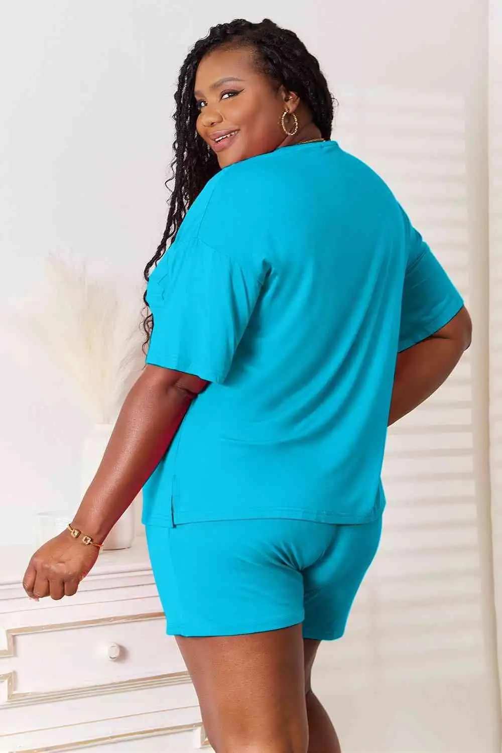 Basic Bae Full Size Soft Rayon Half Sleeve Top and Shorts Set - Trendsi - Flyclothing LLC