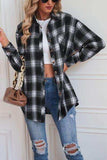 Plaid Button Up Dropped Shoulder Outerwear - Trendsi - Flyclothing LLC
