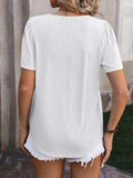 Ruched Square Neck Short Sleeve Blouse - Trendsi - Flyclothing LLC