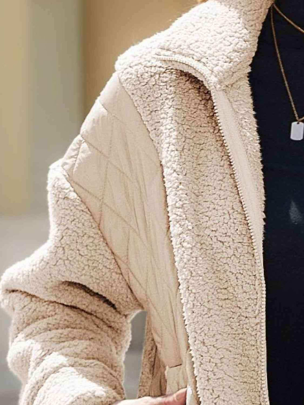 Zip-Up Collared Neck Jacket - Trendsi - Flyclothing LLC