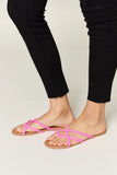 WILD DIVA Crisscross PU Leather Open Toe Sandals - Flyclothing LLC