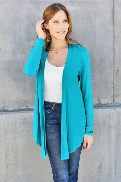 Basic Bae Full Size Open Front Long Sleeve Cover Up - Trendsi - Flyclothing LLC