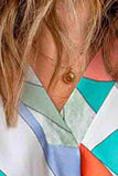 Printed V-Neck Short Sleeve Blouse - Trendsi - Flyclothing LLC
