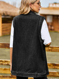 Button Down Denim Vest - Trendsi - Flyclothing LLC