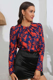Floral Long Puff Sleeve Blouse - Trendsi