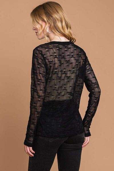 Culture Code Full Size Round Neck Mesh Perspective Top - Trendsi - Flyclothing LLC