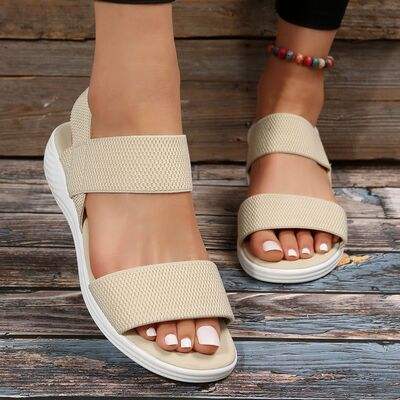 Rubber Open Toe Low Heel Sandals - Trendsi - Flyclothing LLC
