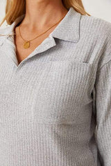 Collared Neck Dropped Shoulder T-Shirt - Trendsi - Flyclothing LLC