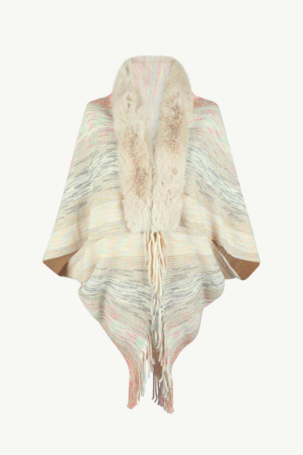 Open Front Fringe Hem Poncho - Trendsi - Flyclothing LLC