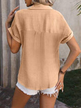Button Up Short Sleeve Shirt - Trendsi - Flyclothing LLC