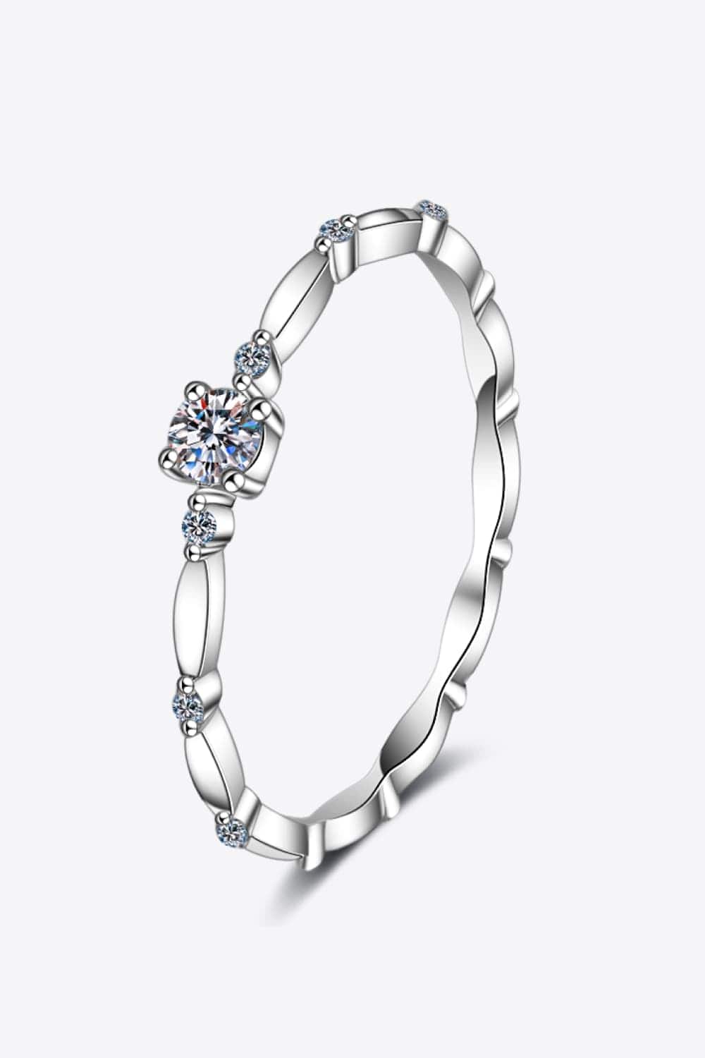 Moissanite 925 Sterling Silver Rhodium-Plated Ring - Trendsi - Flyclothing LLC