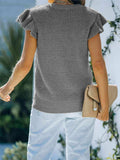 Round Neck Cap Sleeve Sweater - Trendsi - Flyclothing LLC