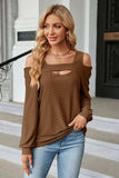 Cold Shoulder Square Neck Cutout Blouse - Trendsi - Flyclothing LLC