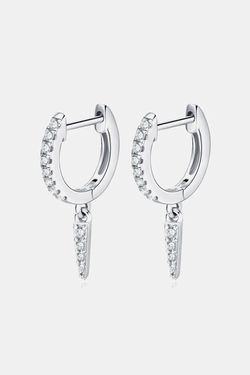 Moissanite 925 Sterling Silver Huggie Drop Earrings - Trendsi - Flyclothing LLC