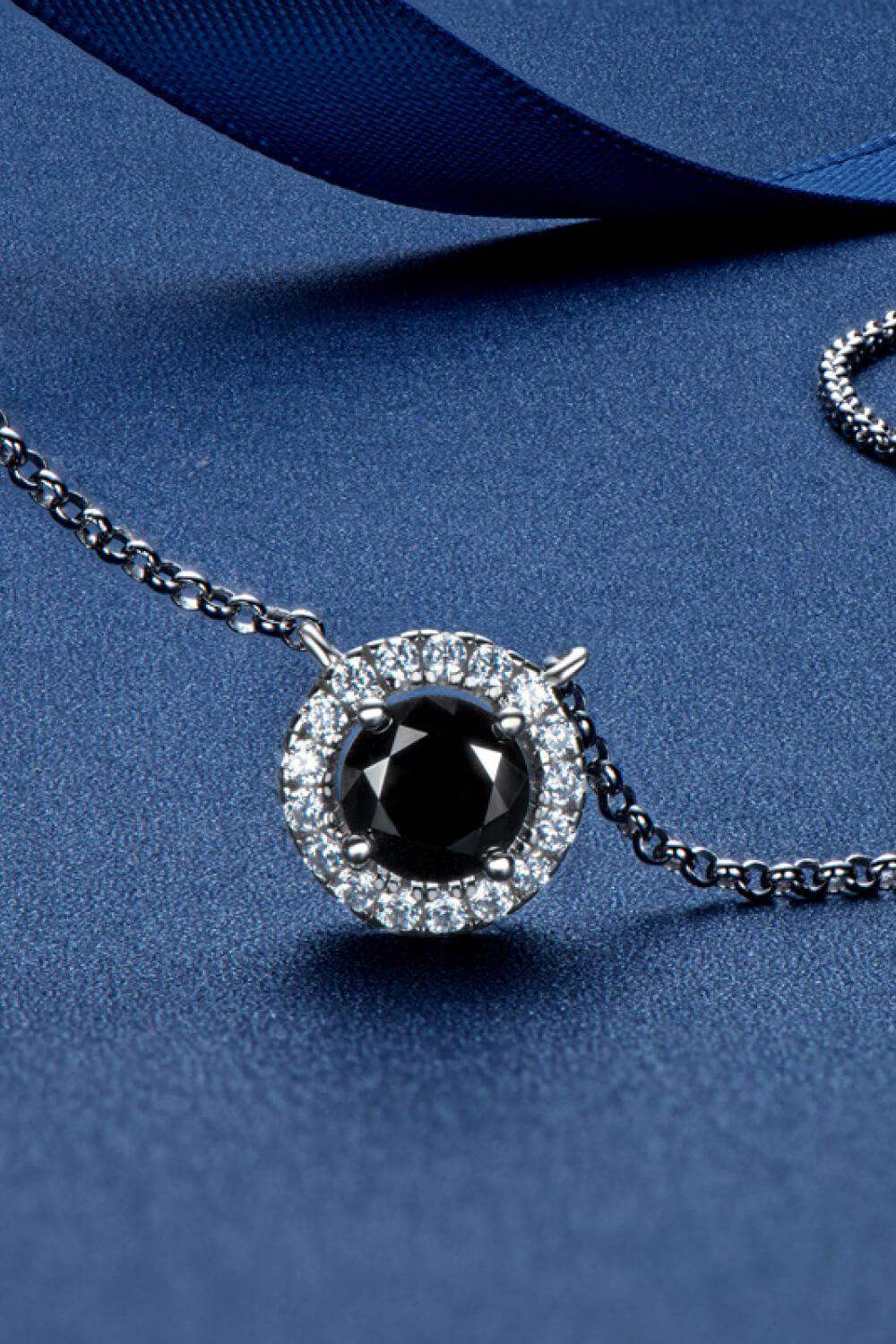 Two-Tone 1 Carat Moissanite Round Pendant Necklace - Trendsi - Flyclothing LLC