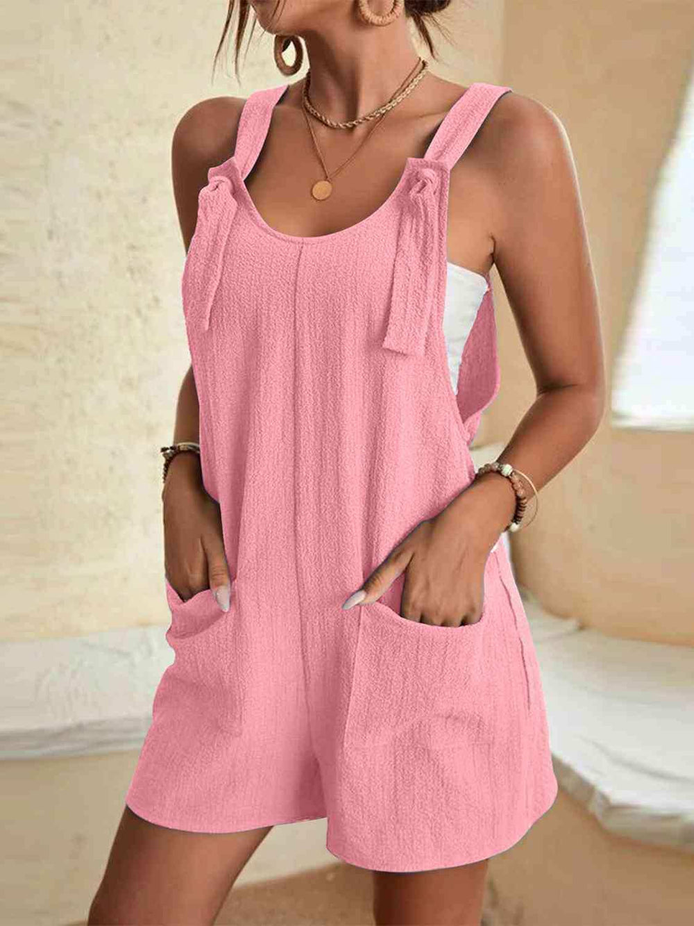 Full Size Scoop Neck Romper with Pockets - Trendsi - Flyclothing LLC