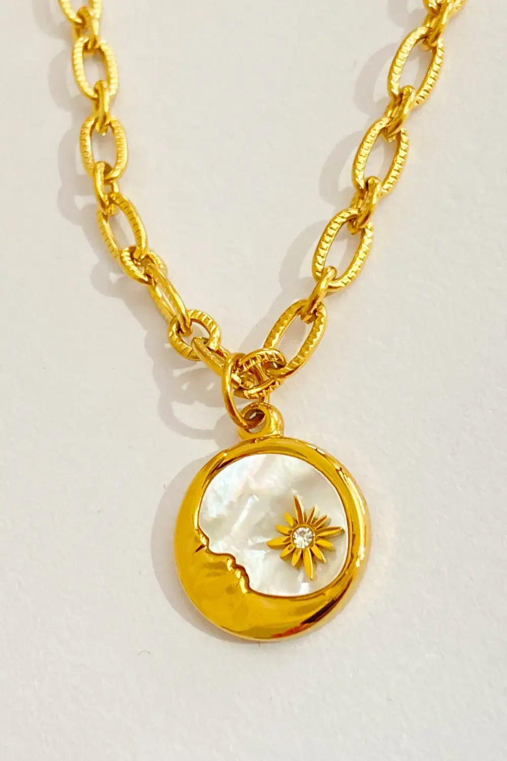 Round Pendant Stainless Steel Necklace - Trendsi - Flyclothing LLC