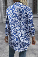 Leopard Roll-Tap Sleeve Shirt - Trendsi - Flyclothing LLC