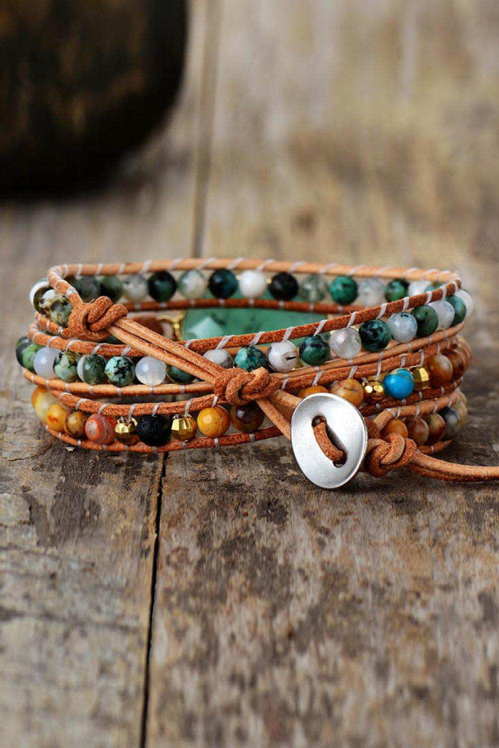 Natural Stone & Agate Layered Bracelet - Trendsi - Flyclothing LLC