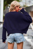Round Neck Drop Shoulder Long Sleeve Sweater - Trendsi - Flyclothing LLC