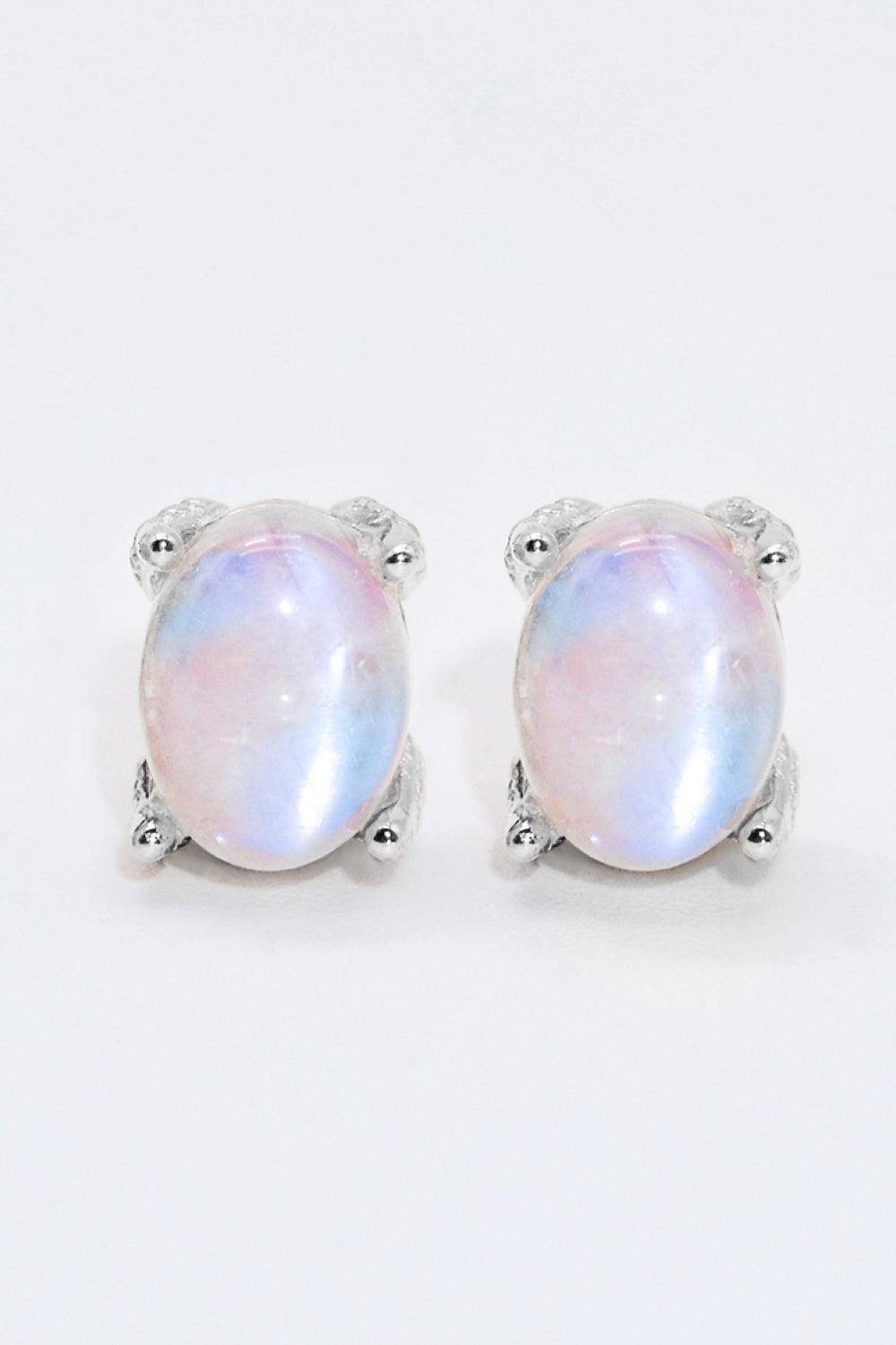 Natural Moonstone 4-Prong Stud Earrings - Trendsi