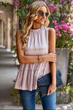Dotted Frill Trim Sleeveless Tiered Top - Trendsi