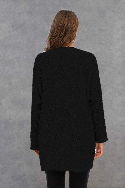 Pocketed Open Front Long Sleeve Cardigan - Trendsi - Flyclothing LLC