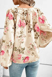 Floral V-Neck Balloon Sleeve Blouse - Trendsi