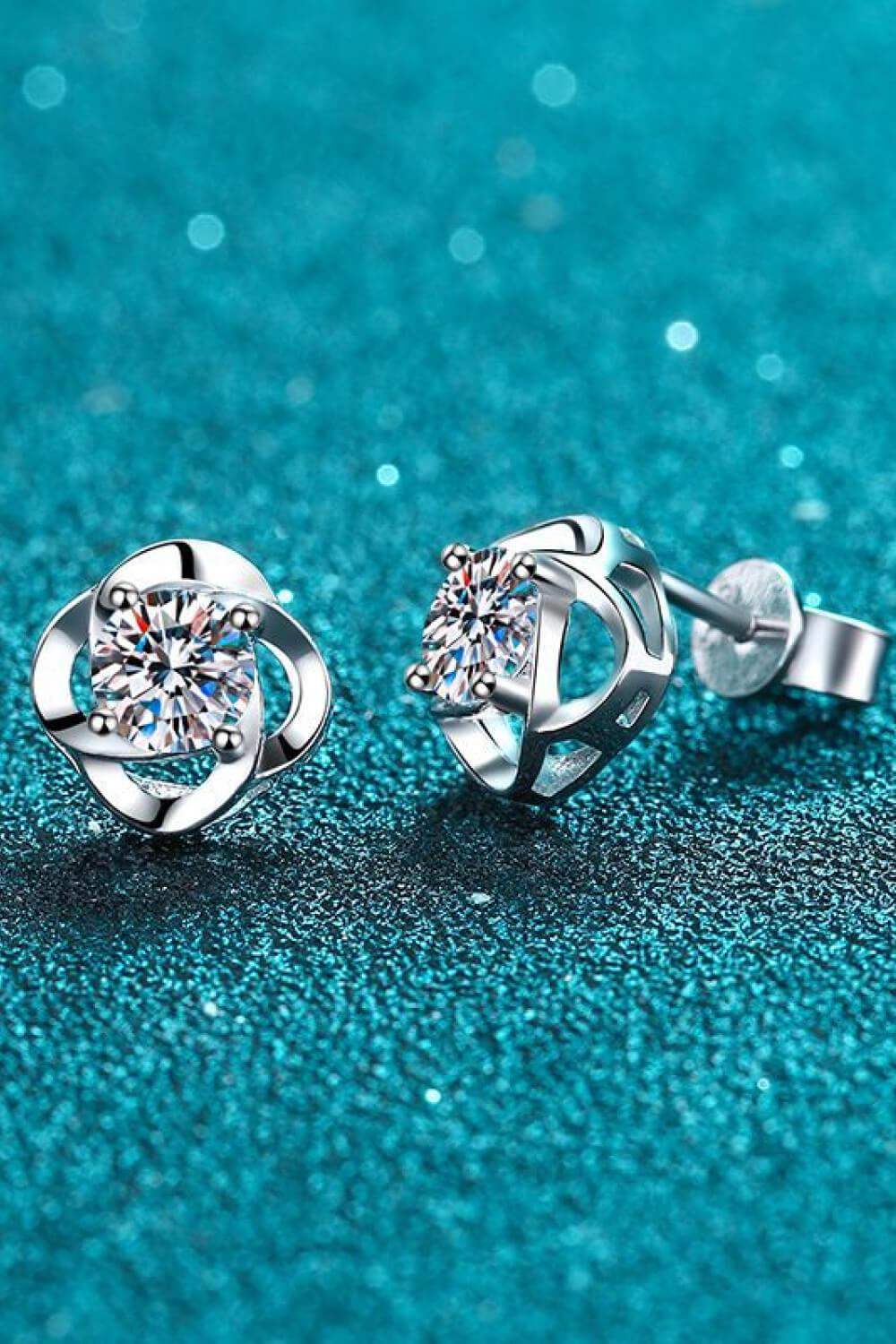 It's Your Day Moissanite Rhodium-Plated Stud Earrings - Trendsi - Flyclothing LLC