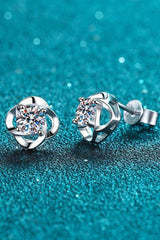 It's Your Day Moissanite Rhodium-Plated Stud Earrings - Trendsi - Flyclothing LLC