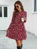 Round Neck Long Sleeve Mini Dress - Trendsi - Flyclothing LLC