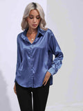 Collared Neck Buttoned Long Sleeve Shirt - Trendsi - Flyclothing LLC