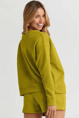 Double Take Full Size Texture Long Sleeve Top and Drawstring Shorts Set - Trendsi - Flyclothing LLC